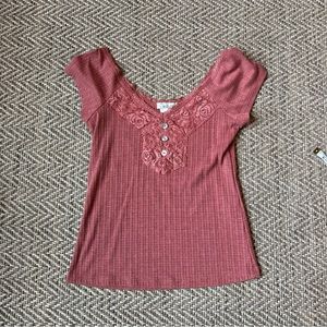 Lace T Shirt Cute Pink Crop Top